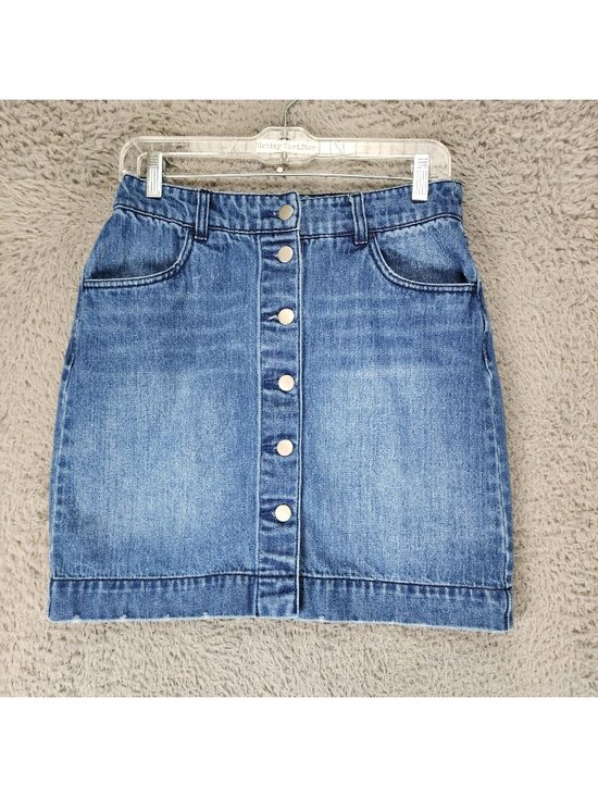 H&M Dresses & Skirts - H&M Skirt Womens 8 Blue Cotton Denim Button Jean Mini